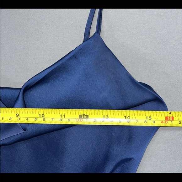 Urban Outfitters Sleeveless Cowl Neck Satin Slip Mini Dress Navy Blue Sz SP NWOT - Picture 7 of 11
